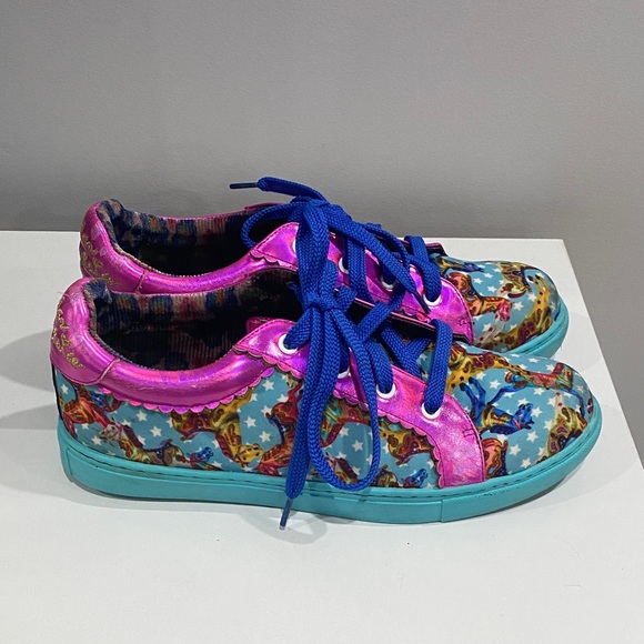 Irregular Choice Sneakers Colorful Horses Blue Laces RARE Whimsical Eye Catching - Picture 4 of 8